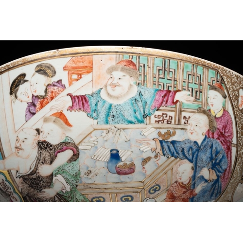 268 - A rare and large Chinese Canton famille rose 'mandarin subject' bowl, Hua Xuan and Ju Qing mark, Qia... 