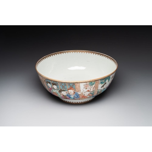 268 - A rare and large Chinese Canton famille rose 'mandarin subject' bowl, Hua Xuan and Ju Qing mark, Qia... 