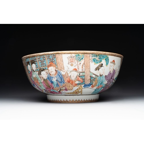 268 - A rare and large Chinese Canton famille rose 'mandarin subject' bowl, Hua Xuan and Ju Qing mark, Qia... 