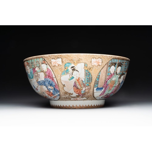 268 - A rare and large Chinese Canton famille rose 'mandarin subject' bowl, Hua Xuan and Ju Qing mark, Qia... 