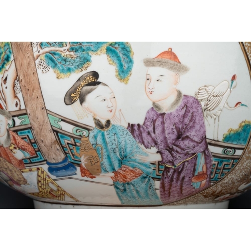 268 - A rare and large Chinese Canton famille rose 'mandarin subject' bowl, Hua Xuan and Ju Qing mark, Qia... 