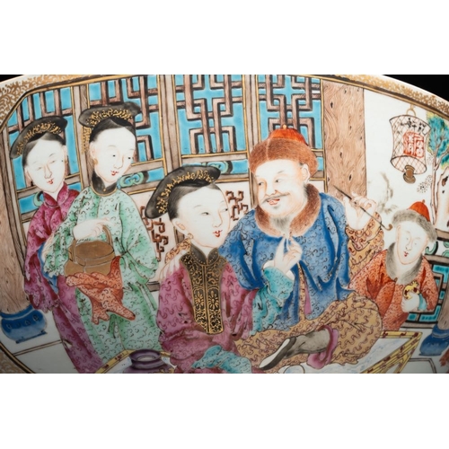 268 - A rare and large Chinese Canton famille rose 'mandarin subject' bowl, Hua Xuan and Ju Qing mark, Qia... 