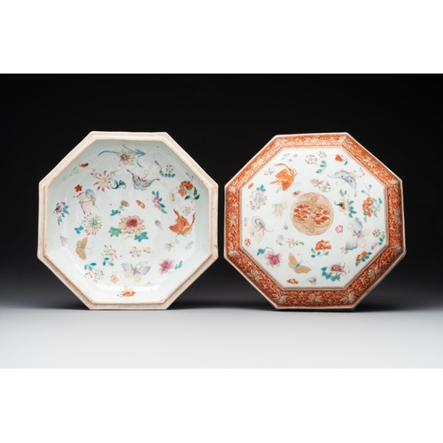 278 - A Chinese famille rose, iron-red and gilt octagonal box and cover with butterflies, YongzhengL.: 28 ... 