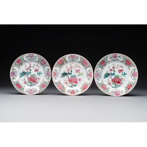 294 - Six Chinese famille rose 'peacock and flowers' plates, YongzhengDia.: 23,2 cmThe absence of a condit... 