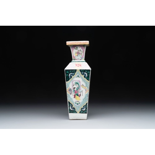 305 - A square Chinese famille rose 'Xi Xiang Ji' vase, YongzhengH.: 30 cm
 Provenance: An important Briti... 