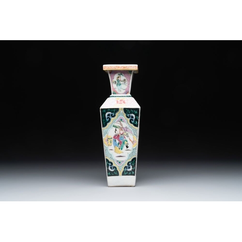 305 - A square Chinese famille rose 'Xi Xiang Ji' vase, YongzhengH.: 30 cm
 Provenance: An important Briti... 