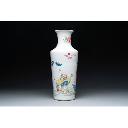 323 - A fine Chinese famille rose 'Sanxing' vase, YongzhengH.: 44,5 cm
 Provenance: An important British p... 