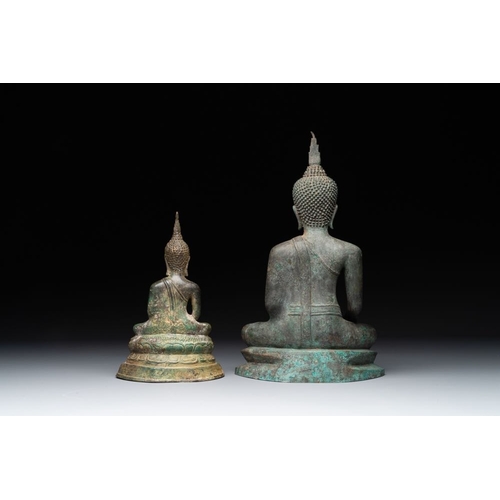 457 - Four various Burmese bronze Buddhas, 15/17th C.H.: 38 cm (the tallest)H.: 11,9 cm (the smallest)The ... 