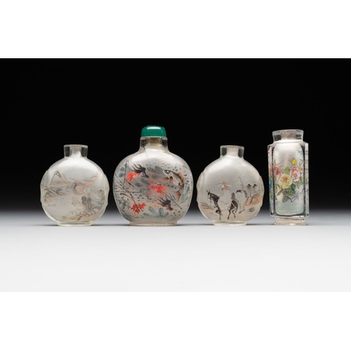 506 - Eight Chinese inside-painted glass snuff bottles, signed Tang Zichuan and Ye Zhongzhi, 20th C.H.: 10... 