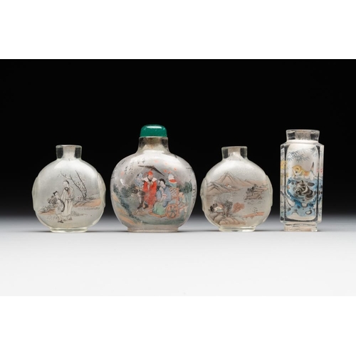 506 - Eight Chinese inside-painted glass snuff bottles, signed Tang Zichuan and Ye Zhongzhi, 20th C.H.: 10... 