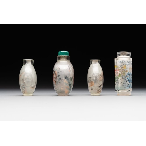 506 - Eight Chinese inside-painted glass snuff bottles, signed Tang Zichuan and Ye Zhongzhi, 20th C.H.: 10... 