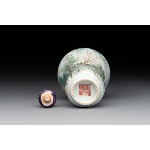 525 - A Chinese famille rose 'landscape and poem' snuff bottle, Daoguang mark and of the periodH.: 8 cm (i... 