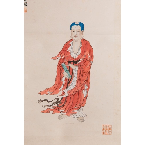 577 - Ma Jin (1900-1970): 'Tathagata', ink and colour on paper, dated 1950Dim.: 173 x 38,5 cm (the scroll)... 