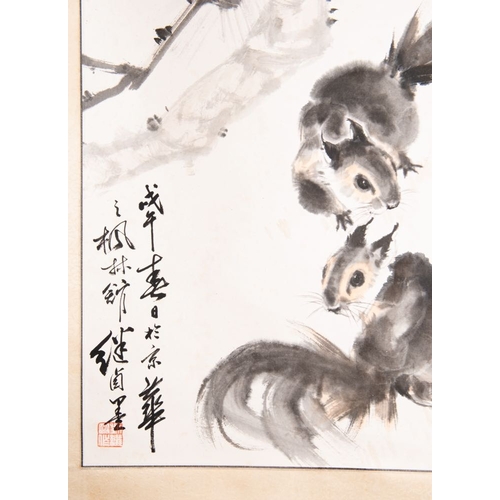 580 - Liu Jilu (1918-1983): 'Two squirrels under the pine tree', ink and colour on paper, dated 1978Dim.: ... 