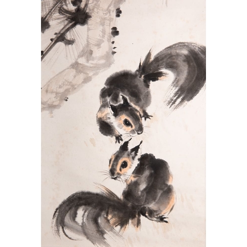 580 - Liu Jilu (1918-1983): 'Two squirrels under the pine tree', ink and colour on paper, dated 1978Dim.: ... 