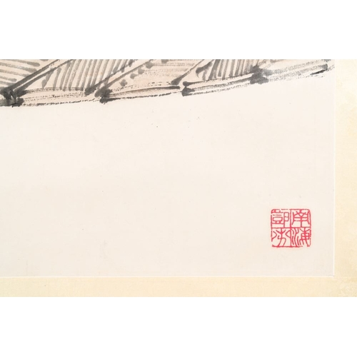 582 - Deng Feng (1894-1964): 'Monk', ink and colour on paper, dated 1943Dim.: 226 x 47 cm (the scroll)Dim.... 