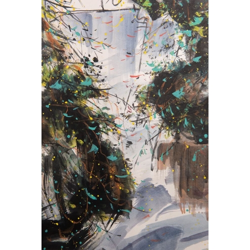 585 - Wu Guanzhong (1919-2010): 'A corner of the courtyard', ink and colour on paper, dated 1991Dim.: 223,... 