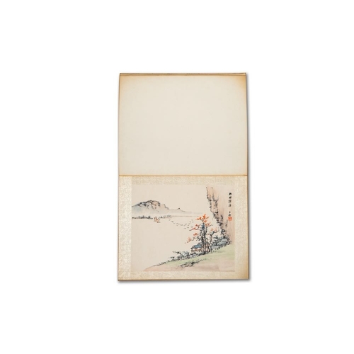 592 - Chinese school: 'Album with eight various works', ink and colour on paper, 20th C.Dim.: 38 x 30,5 (t... 