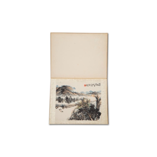 592 - Chinese school: 'Album with eight various works', ink and colour on paper, 20th C.Dim.: 38 x 30,5 (t... 