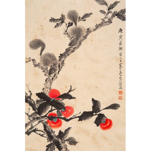 596 - Feng Chaoran (1882-1954) and Jiang Hanting æ±å¯æ± (1904-1963): 'Peony' and 'Two squirrels on the ... 