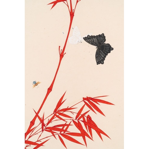 599 - Follower of Yu Fei'an (1889-1959): 'Bamboo and butterfly', ink and colour on paper, dated 1944Dim.: ... 