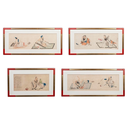 600 - Chinese school: A series of four paintings, ink and colour on silk, signed Qi Qi, dated 1886Dim.: 48... 