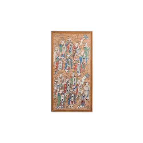 602 - Chinese school: 'Deities in heaven', ink and colour on silk, QingDim.: 150 x 76,5 cm (the frame)Dim.... 