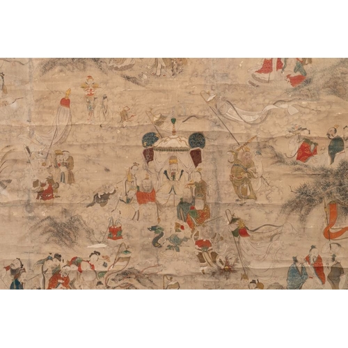 603 - Chinese school: 'Deities in heaven', ink and colour on silk, 19th C.Dim.: 188,50 x 114 cm (the frame... 