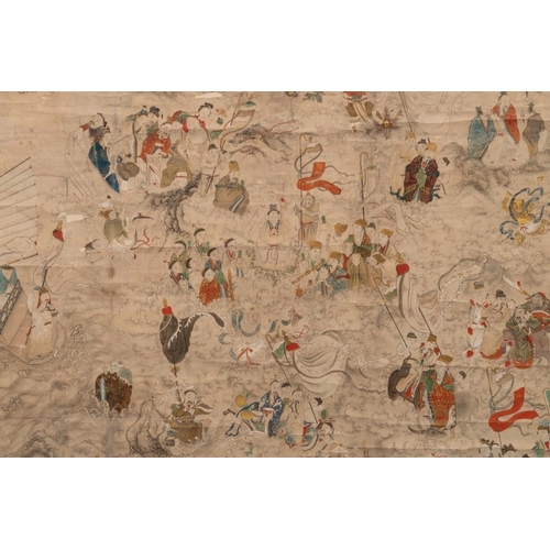 603 - Chinese school: 'Deities in heaven', ink and colour on silk, 19th C.Dim.: 188,50 x 114 cm (the frame... 