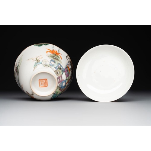 781 - A Chinese famille rose 'nine peaches' bowl and a 'Wu Shuang Pu' covered bowl, Qianglong and Tongzhi ... 