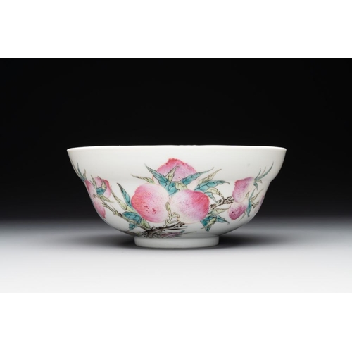 781 - A Chinese famille rose 'nine peaches' bowl and a 'Wu Shuang Pu' covered bowl, Qianglong and Tongzhi ... 