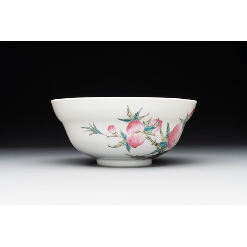 781 - A Chinese famille rose 'nine peaches' bowl and a 'Wu Shuang Pu' covered bowl, Qianglong and Tongzhi ... 