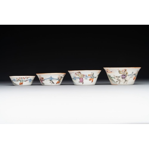 786 - A rare set of eight Chinese famille rose 'Sanxing' nesting bowls, Tongzhi mark and of the periodDia.... 