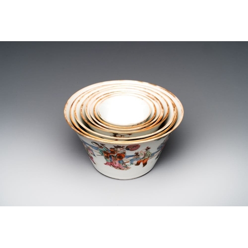 786 - A rare set of eight Chinese famille rose 'Sanxing' nesting bowls, Tongzhi mark and of the periodDia.... 