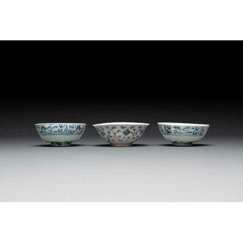 850 - A collection of ten Chinese blue and white bowls, MingDia.: 22 cm - H.: 9,8 cm (the largest bowl)Dia... 