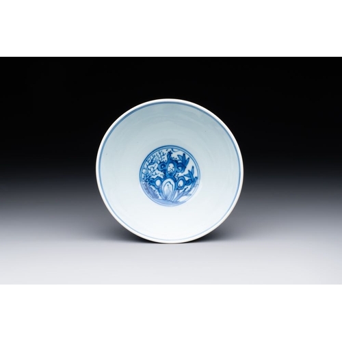 879 - A Chinese blue and white 'Three friends of winter' bowl, Jiajing mark, KangxiDia.: 11,5 cm - H.: 6 c... 