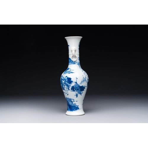 890 - A fine Chinese blue and white vase with narrative design, KangxiH.: 28,5 cmThe absence of a conditio... 