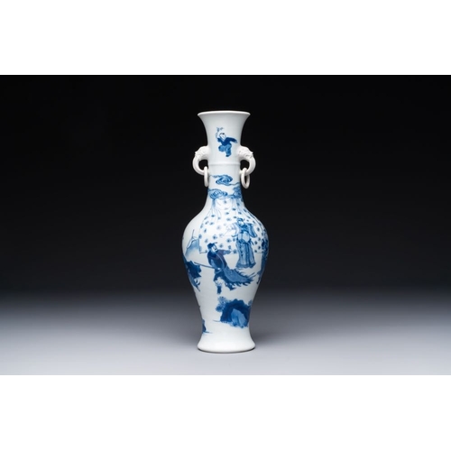 890 - A fine Chinese blue and white vase with narrative design, KangxiH.: 28,5 cmThe absence of a conditio... 