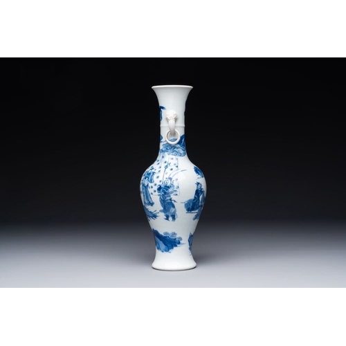 890 - A fine Chinese blue and white vase with narrative design, KangxiH.: 28,5 cmThe absence of a conditio... 