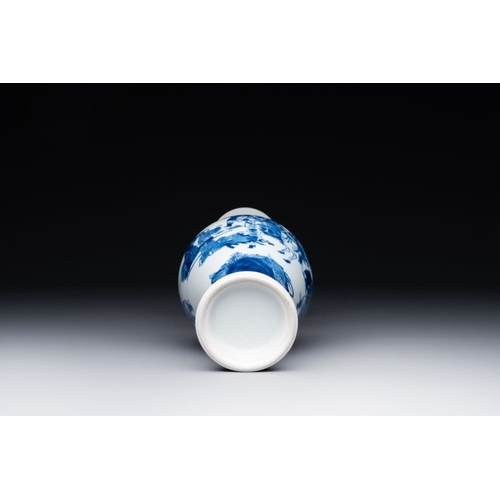 890 - A fine Chinese blue and white vase with narrative design, KangxiH.: 28,5 cmThe absence of a conditio... 