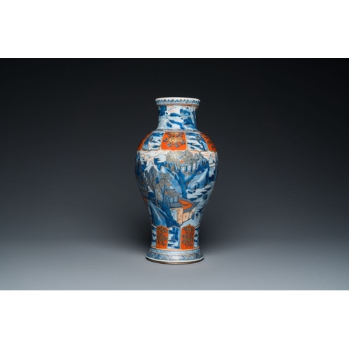 903 - A Chinese blue and white Dutch-decorated 'landscape' vase, KangxiH.: 42,5 cmThe absence of a conditi... 