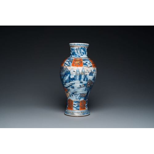 903 - A Chinese blue and white Dutch-decorated 'landscape' vase, KangxiH.: 42,5 cmThe absence of a conditi... 