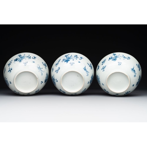 914 - Six Chinese blue and white 'floral' bowls, a pair of dishes, a saucer and an iron-red-decorated plat... 