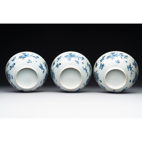 914 - Six Chinese blue and white 'floral' bowls, a pair of dishes, a saucer and an iron-red-decorated plat... 