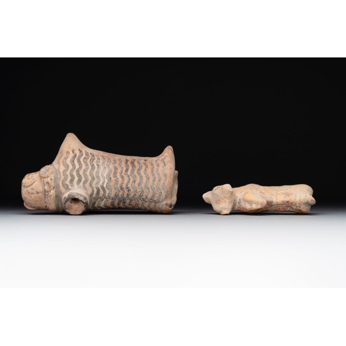 965 - A varied collection of four terracotta animal sculptures and two bowls, Indus Valley, Iran, Pakistan... 