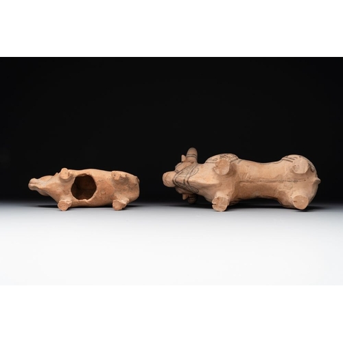 965 - A varied collection of four terracotta animal sculptures and two bowls, Indus Valley, Iran, Pakistan... 