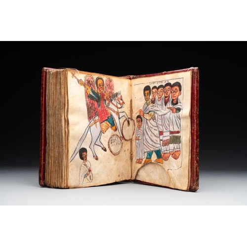 969 - A Coptic Amharic script bible in a leather case, 18th C.Dim.: 16,7 x 6 x 20 cm
 Provenance: - The co... 