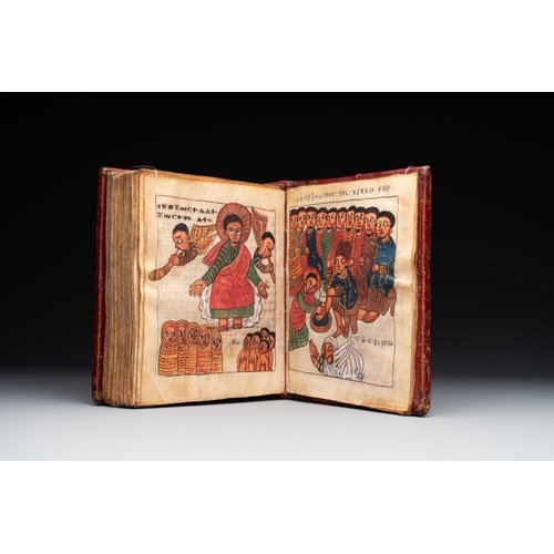 969 - A Coptic Amharic script bible in a leather case, 18th C.Dim.: 16,7 x 6 x 20 cm
 Provenance: - The co... 