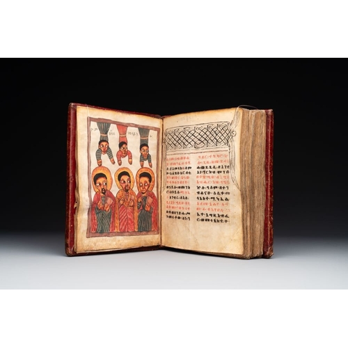 969 - A Coptic Amharic script bible in a leather case, 18th C.Dim.: 16,7 x 6 x 20 cm
 Provenance: - The co... 