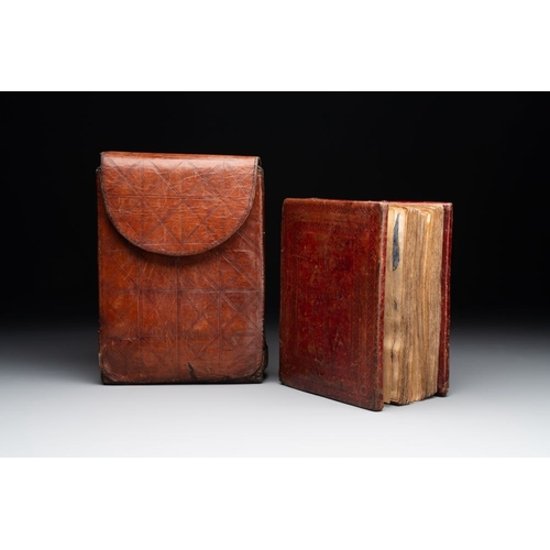 969 - A Coptic Amharic script bible in a leather case, 18th C.Dim.: 16,7 x 6 x 20 cm
 Provenance: - The co... 